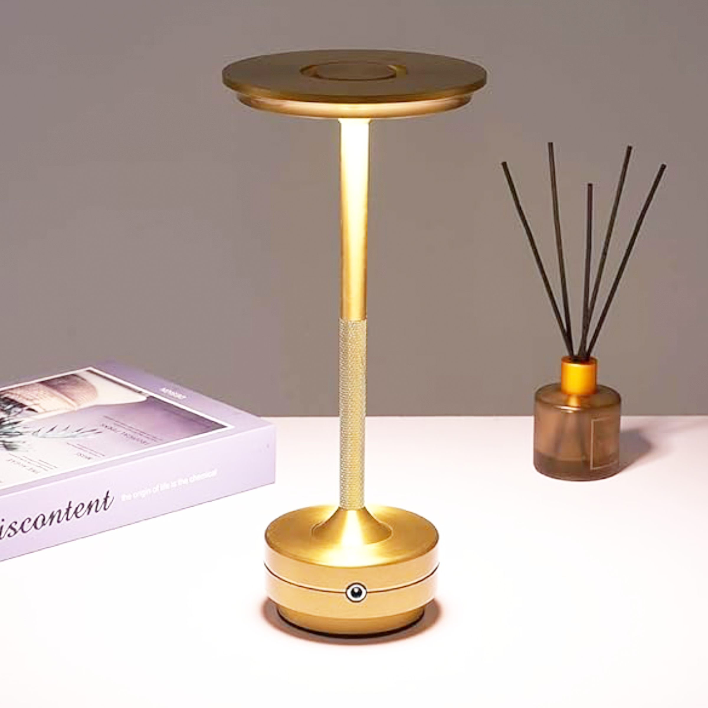 Halo Table Lamp • Gold • Rechargeable Battery • 2 Pack