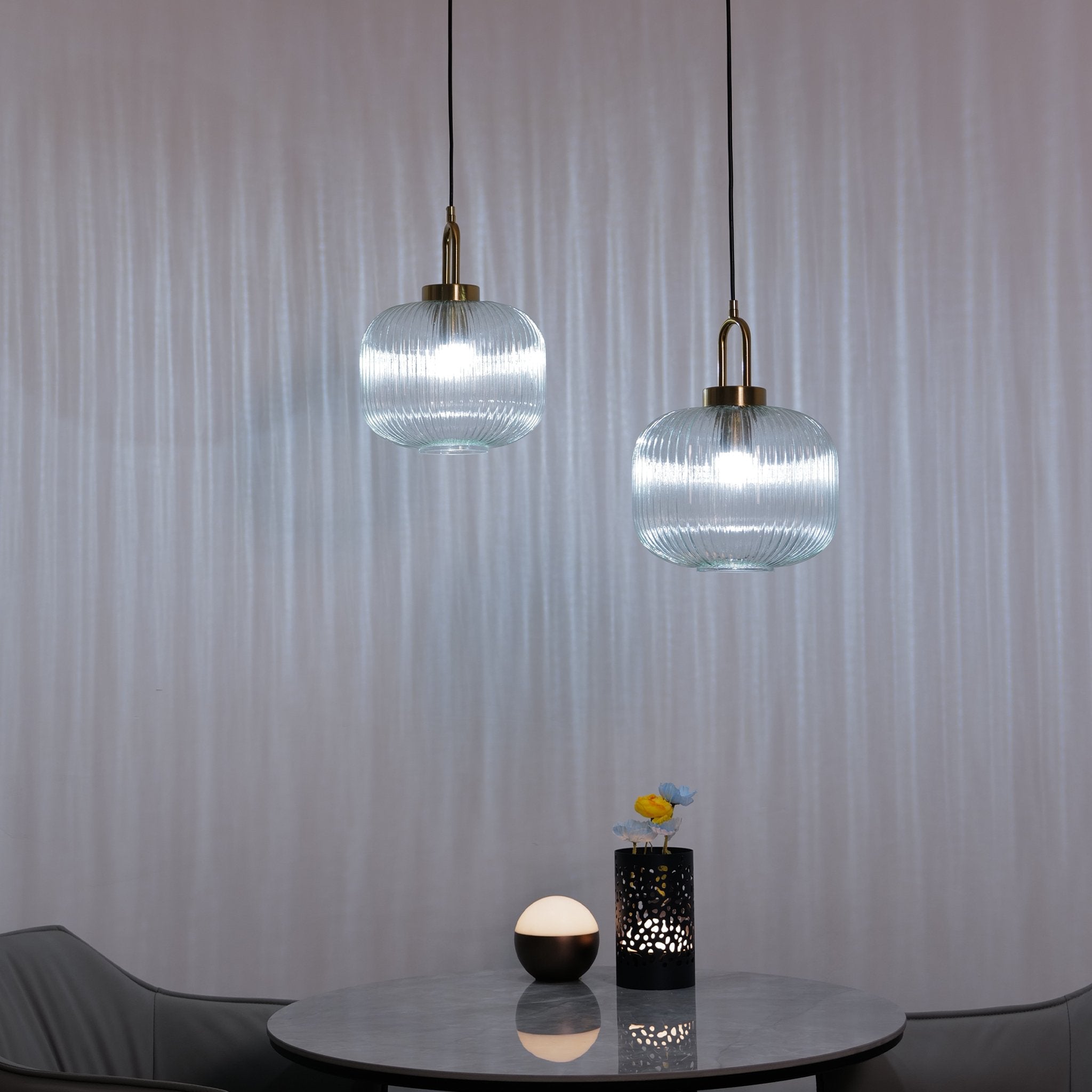 Italian Glass Ceiling Pendants • Clear • 2 - Pack - Ceiling Light - Haus of Interiors