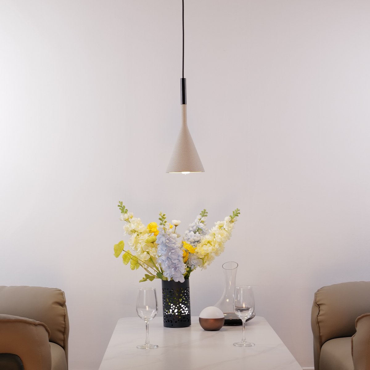 Tulip Ceiling Pendants • White Stone • 2 Pack - Ceiling Lights - Haus of Interiors